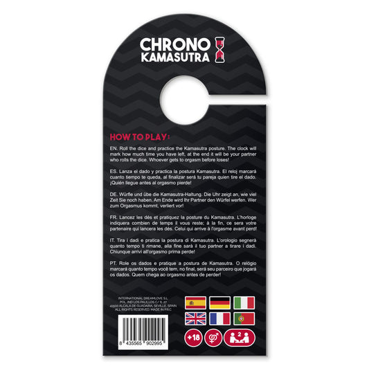 Instructions for Chrono Kamasutra game in multiple languages for spicy couple fun.