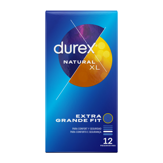 Durex Natural XL condoms – extra-large size, regular fit, 12-pack for added protection and comfort