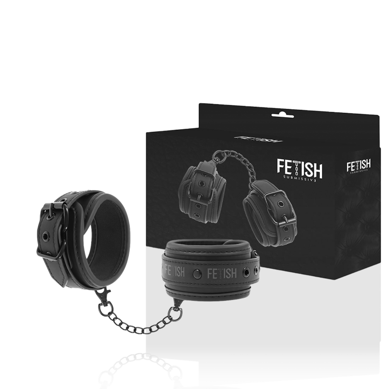 Fetish Submissive bondage cuffs displayed with elegant retail box, perfect for BDSM enthusiasts.
