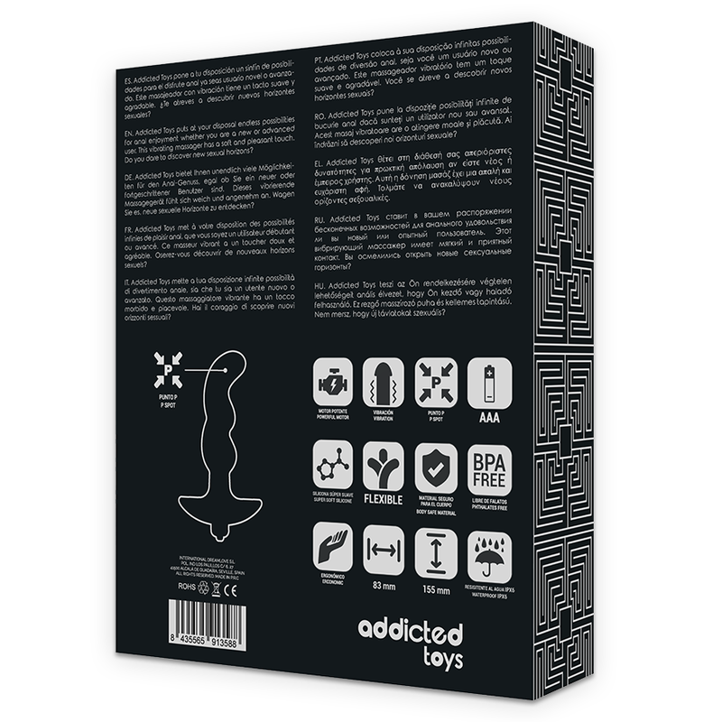 ADDICTED TOYS MODEL 2 – Vibrating Anal Massager (Black) for Deep & Rumbly Backdoor Bliss