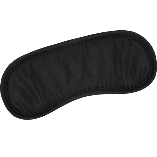 Soft black satin eye mask for sensory deprivation and playful bondage