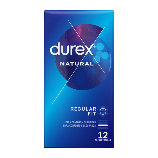 Durex Natural condoms – 12 pack with regular fit and anatomical shape, extra comfort and safety