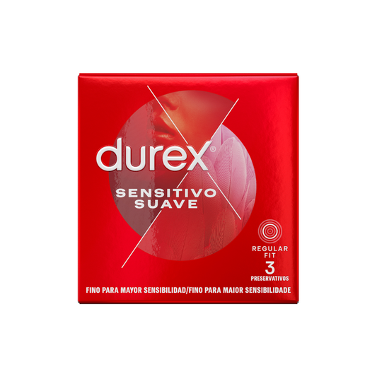 Durex Sensitivo Suave condoms – ultra-thin for greater sensitivity, regular fit, pack of 3