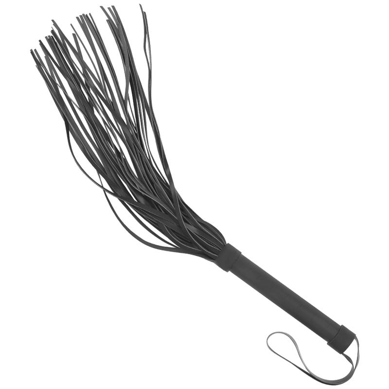 Black BDSM whip from Fetish Submissive – leather flogger with wrist strap
