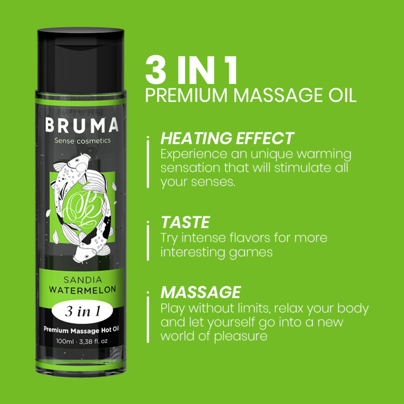 BRUMA – 3-in-1 Warming Massage Oil with Juicy Watermelon Flavor 100 ml