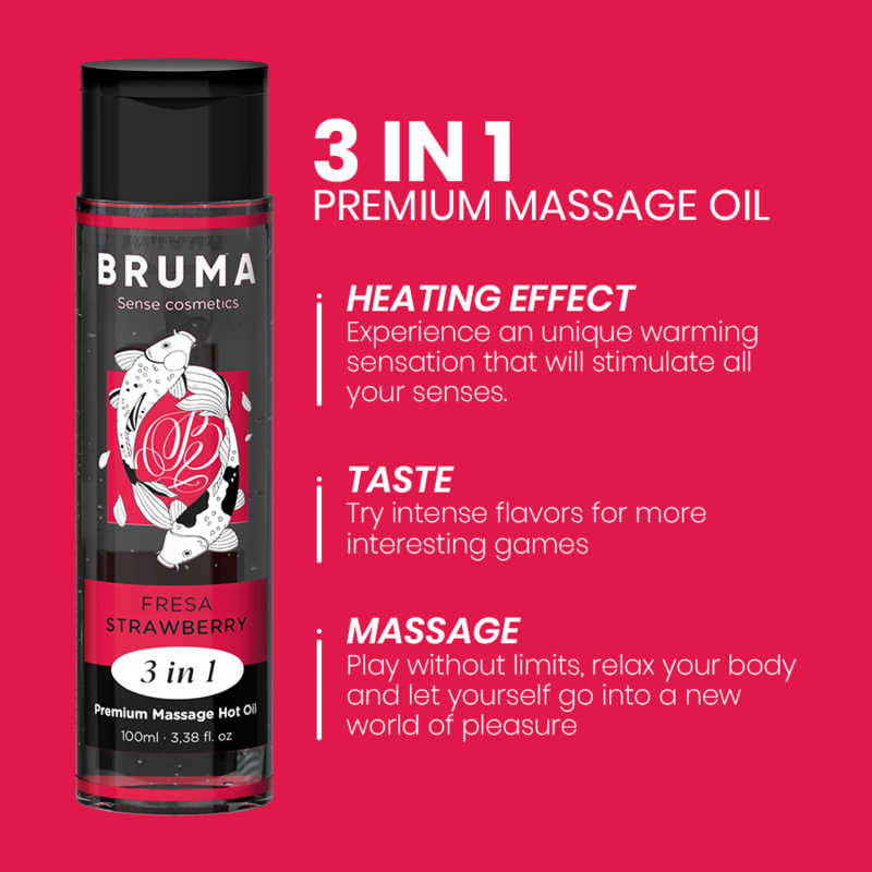 BRUMA – 3-in-1 Warming Massage Oil with Strawberry Flavor 100 ml