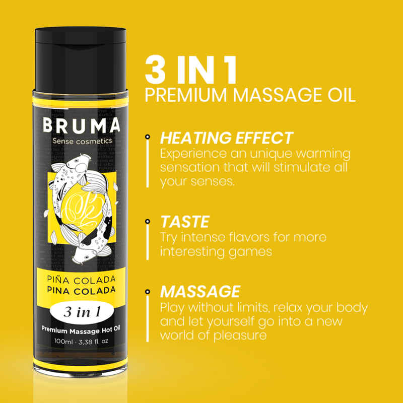 BRUMA – 3-in-1 Warming Massage Oil with Piña Colada Flavor 100 ml