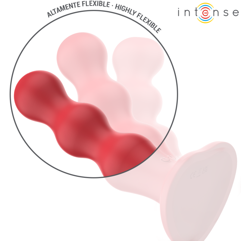 Red vibrating anal plug with remote and strong suction cup – INTENSE Cody – Juguito