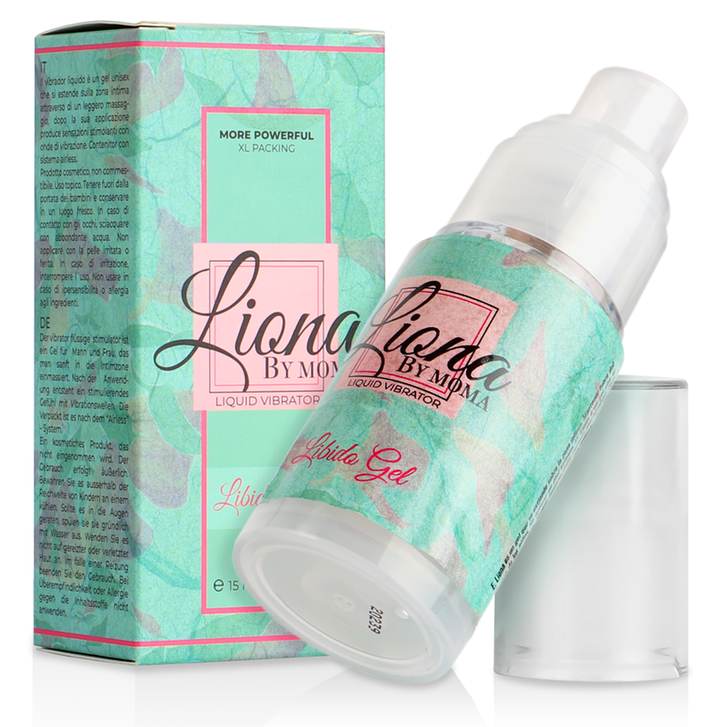 Full Liona Libido Gel set with open packaging – unisex liquid vibrator with powerful effects.