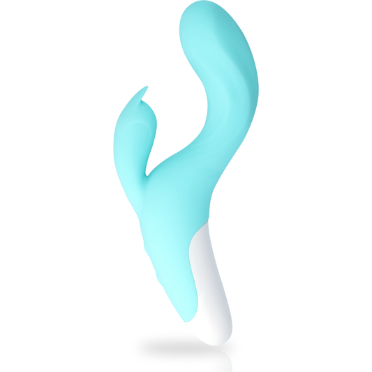 Full profile of MIA DRESDE Rhythmic Bunny in aqua with white base – Juguito