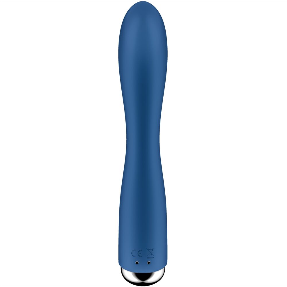Side profile of Satisfyer Spinning Rabbit 1 showing clitoral and G-spot arms – Juguito
