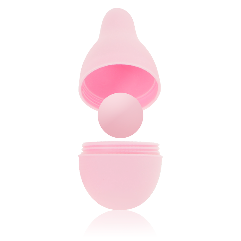 Open view of pink vulva trainer with interchangeable weights – Juguito