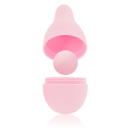 Open view of pink vulva trainer with interchangeable weights – Juguito