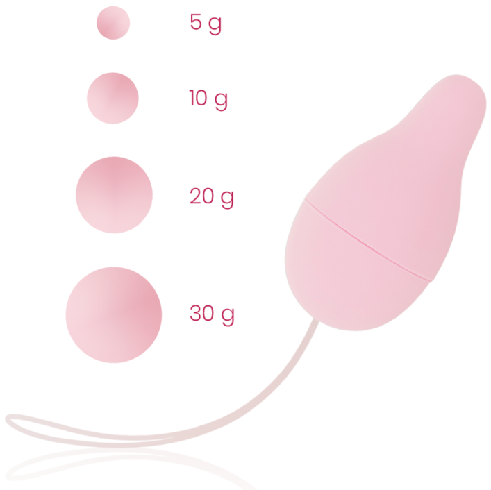 Pink vulva trainer with 5g, 10g, 20g and 30g weighted balls – Juguito